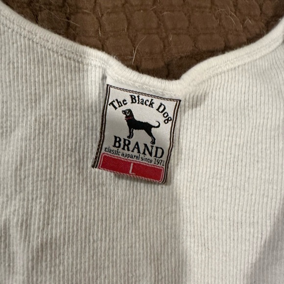 The Black Dog White Ribbed tank with dog embroidered logo - Picture 1 of 5